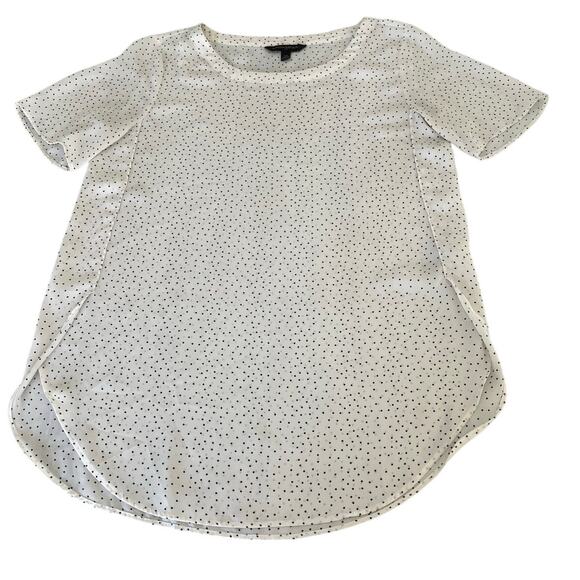 Banana Republic White/ Gray Mini Dot Print Semi Sheer Blouse Tunic Woman Size XS - Picture 3 of 7